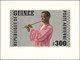 Thematik: Musik / Music: 1962, Guinea. Lot Containing 1 Artist's Drawing And 4 Margined, Perforated, - Musik