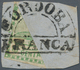 Argentinien: 1858 10c. Green, BISECTED Diagonally, Used On Small Piece And Tied By Half-circle "CORD - Other & Unclassified