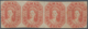 Tasmanien: 1857, Queen Victoria 1 Sh. Vermillion, Horizontal Strip Of Four, Unused Without Gum, Cut - Lettres & Documents