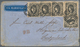 Victoria: 1865, QV 6 D. Black (5) Tied Oval Bar "27" To Small Envelope With Emboss "via Marseilles" - Briefe U. Dokumente