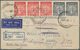 Australien: 1935 'ANZAC' 1s. Black Horizontal Pair And 2d. Scarlet Horiz. Strip Of Three On FDC Used - Lettres & Documents