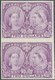 Canada: 1897, Jubilee $2 Violet, Imperforate Proof Pair, Issued Design And Colour On Cardboard. - Neufs