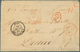 Chile: 1864, Stampless Folded Envelope Tied By Red Crown Mark "PAID AT VALPARAISO", Ms. "VIA PANAMA" - Chili