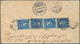 Chile: 1895, 5c. Ultramarine Four Singles Stamps On Reverse Of Registered Cover Tied By "VIMA DEL MA - Chili