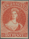 Neuseeland: 1862, QV Chalon Head 1d. Vermilion With Wmk. Large Star Imperforate With Good Margins Ar - Autres & Non Classés