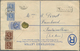 Seychellen: 1922, 12 C Ultramarine KGV Registered Pse (formate H), Uprated With 2 X 5 C Deep Brown A - Seychelles (...-1976)