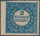 Dänemark: 1851 2 Rigsbankskilling Greenish Blue, Ferslew PROOF, Plate I, Pos. 51, Type 1, Imperforat - Unused Stamps