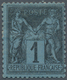 Frankreich: 1880, 1c. Black On Prussian Blue, Fresh Intense Colour In Typical Shade, Well Perforated - Altri & Non Classificati