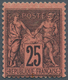 Frankreich: 1878, 25 C. Schwarz Auf Rot, Sauber Ungebraucht Mit Falzresten, Signiert. (Yv.91) - Andere & Zonder Classificatie
