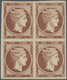 Griechenland: 1861, 1 Lepta Chestnut, First Athens Printing, Unused Block Of Four With Full Original - Nuovi