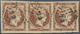 Griechenland: 1861, 1 Lepta Chestnut, Strip Of Three, First Athens Printing, Tied By Numeral "12" Of - Ongebruikt