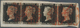 Großbritannien: 1840, 1d. Black, Single Copy "A-B" And Horiz. Strip Of Three "T-A, T-B, T-C" (centre - Other & Unclassified