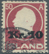 Island: 1925, King Frederik 50aur. Surch. 'Kr.10' Fine Used, Scarce Stamp With Grønlund Certificate - Andere & Zonder Classificatie