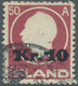 Island: 1925, King Frederik 50aur. Surch. 'Kr.10' Fine Used, Scarce Stamp With Grønlund Certificate - Other & Unclassified