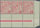 Monaco: 1891 'Albert I.' 5f. Rose On Greenish, Right Hand Marginal Strip Of Three With Gutter 'stamp - Unused Stamps