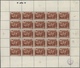 Monaco: 1922, Monaco Castle 5fr. Redbrown Complete (folded) Sheet Of 25 With Margins Around, Mint Ne - Unused Stamps