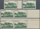 Monaco: 1939, Louis II. Stadium 10fr. Dark Green Six Stamps Incl. Two Singles And Two Horiz. Pairs W - Ongebruikt