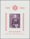 Monaco: 1989, Prince Rainier III. 40 Years On Throne IMPERFORATE Miniature Sheet, Mint Never Hinged - Ongebruikt