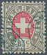 Schweiz - Telegrafenmarken: 1868 25 Rp. Grau/karmin Auf Weißem Papier, Gebraucht Und Entwertet Mit D - Telegraafzegels