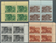 Sowjetunion: 1950 'Moscow Buildings' Short Set Of Six Marginal/corner Marginal Blocks Of Four Includ - Usati