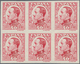 Spanien: 1930, Definitives Alfonso XIII, 40c. Red, Colour Variety, Imperforate Block Of Six, Unmount - Gebruikt