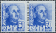 Spanien: 1948, Definitives "General Franco", 50c. Bright Blue, Colour Variety, Horiz. Pair, Unmounte - Gebruikt