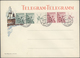 Tschechoslowakei: 1934/1938, Three Coloured Unused Telegram Envelopes, Each With Czechoslowakian Sta - Andere & Zonder Classificatie