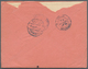 Türkei - Stempel: 1899, BENGHAZI (Isfila No.5) Cancellation On Red Envelope With 20 Para Strip Of Th - Altri & Non Classificati