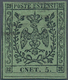 Italien - Altitalienische Staaten: Modena: 1852, 5c. Black On Green "with Point" Showing Error Of Se - Modena