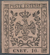 Italien - Altitalienische Staaten: Modena: 1852, 10c. Black On Rose "with Point" Showing Error Of Se - Modena