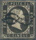 Italien - Altitalienische Staaten: Sardinien: 1851, 5c. Black, Fresh Colour, Slightly Cut Into To Cl - Sardegna