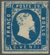 Italien - Altitalienische Staaten: Sardinien: 1851, 20c. Blue, Deep Intense Colour, Cut Into At Uppe - Sardegna