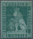 Italien - Altitalienische Staaten: Toscana: 1851: 4 Crazie Blue Green On Gray Paper, Mint With Origi - Toscane