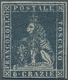 Italien - Altitalienische Staaten: Toscana: 1851, 6cr. Slate-blue On Grey Paper, Intense Colour, Cut - Toscana