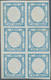 Italien: 1861, Neapolitan Province, 2gr. Blue, Block Of Six Showing Variety "all Three Stamps On The - Ongebruikt