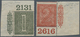 Italien: 1866, 1 Cent Olive Green And 2 Cents Brick Red "digits", Turin Printing, Wide Sheet Angle W - Mint/hinged