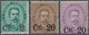 Italien: 1890/1891, King Umberto I. Complete Set Of The Three Surcharged Values Unused With Large Pa - Ongebruikt