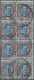 Italien: 1901, 5l. Blue/rose, Block Of Eight Commercially Used, Some Faults. Sass. 220,- €++ (two Us - Ongebruikt