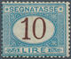 Italien - Portomarken: 1874, 10l. Blue/brown, Fresh Colour, Well Perforated, Mint O.g., Faint Toning - Strafport