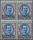 Italienische Post In Albanien: 1909, 20pi. On 5l. Blue/rose, BLOCK OF FOUR, Fresh Colour, Well Perfo - Albania