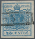 Österreich - Lombardei Und Venetien: 1851, 45 C Blau, Senkrecht Geripptes Papier, Mit Teilen Des Bog - Lombardo-Veneto