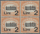 San Marino - Portomarken: 1938, Postage Due 15l. Orange/brown Surch. ‚Lire 2‘ Block Of Four, Mint Ne - Strafport