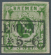 Bremen - Marken Und Briefe: 1859, 5 Sgr. Moosgrün, Geschnitten, Mit Schwarzem Rahmenstempel "(BR)EME - Bremen