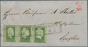 Preußen - Marken Und Briefe: 1856, Wilhelm IV 4 Pf. Dunkelolivgrün Mit WZ Im Dreierstreifen Mit Ra2 - Altri & Non Classificati
