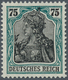 Deutsches Reich - Inflation: 1918, Germania 75 Pf. Mit Rahmen Hellblaugrün, Matt Glänzend (ehemals M - Nuovi