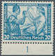 Deutsches Reich - 3. Reich: 1933, 20 Pfg. Wagner, Gez. K 14, Postfrisch Mit Angefaltetem Unterrand, - Usati