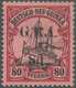 Deutsch-Neuguinea - Britische Besetzung: 1914, 8 D Auf 80 Pf Kaiseryacht, Aufdruck Type I, Mit Zarte - Nuova Guinea Tedesca