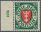 Danzig: 1924, 30 Pfg. Staatswappen Dunkelopalgrün/dunkelrosa, Randstück Mit HAN "1032", Postfrisch, - Altri & Non Classificati