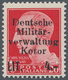 Dt. Besetzung II WK - Kotor: 1944, 4 L. Auf 20 C. Rot Mit Aufdruckfehler "n Statt U In Deutsche", Po - Occupazione 1938 – 45