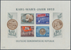 DDR: 1953, Geschnittener Marx-Block Mit Seltenem SENKRECHTEM Wasserzeichen DDR Und Posthorn. Der Blo - Collections